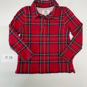 Little Sleepies holiday plaid long sleeve polo